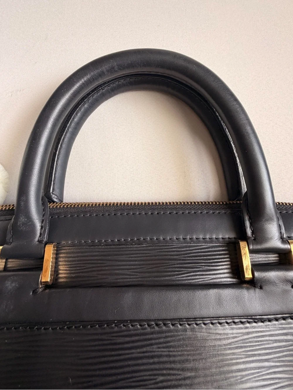 Louis Vuitton Black Epi Leather Satchel with Top Handles